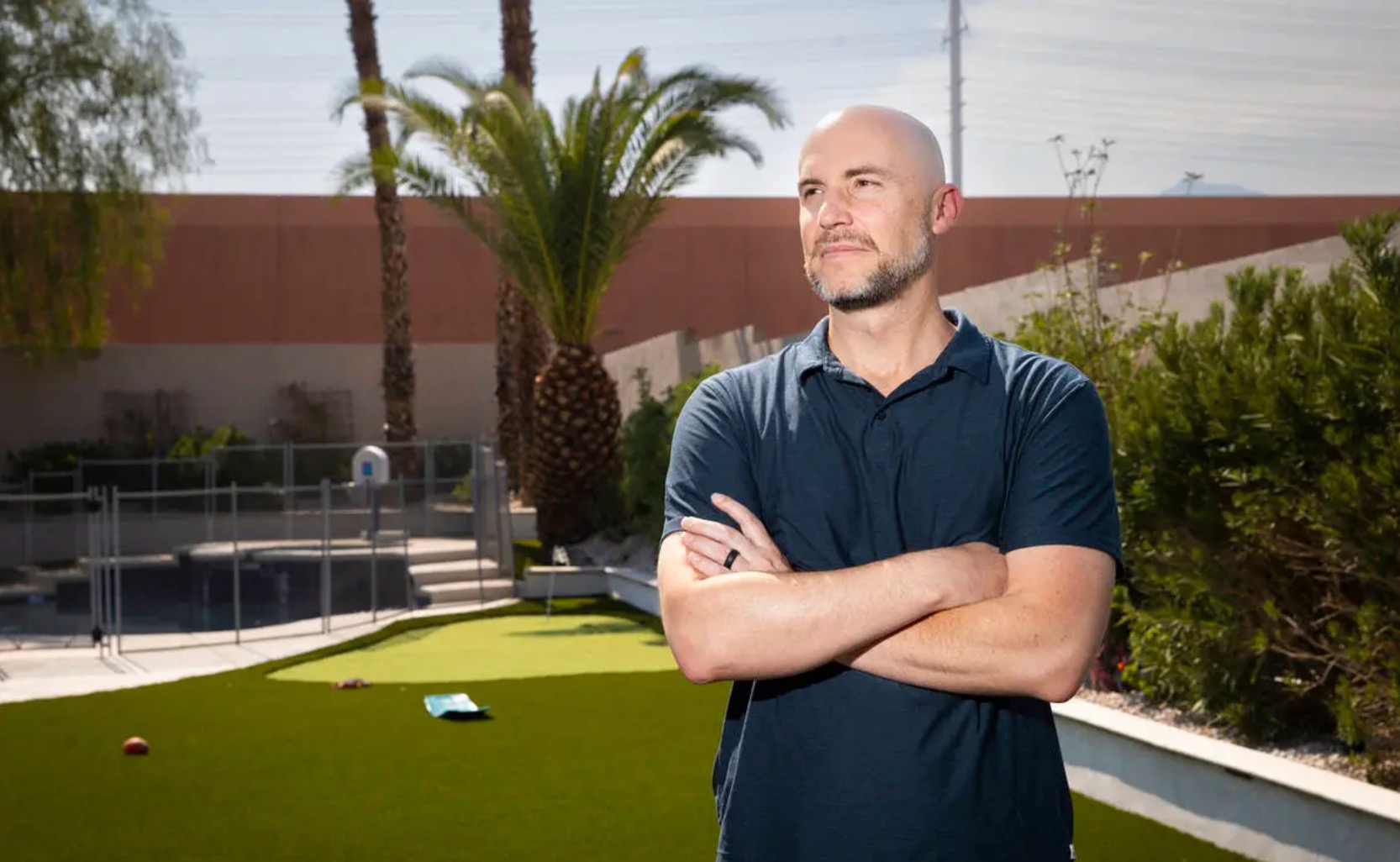 Las Vegas Lawyer overlooking fake turf